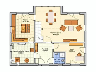 Fertighaus Luma von Fingerhut Haus Schlüsselfertig ab 486875€, Satteldach-Klassiker Grundriss 1