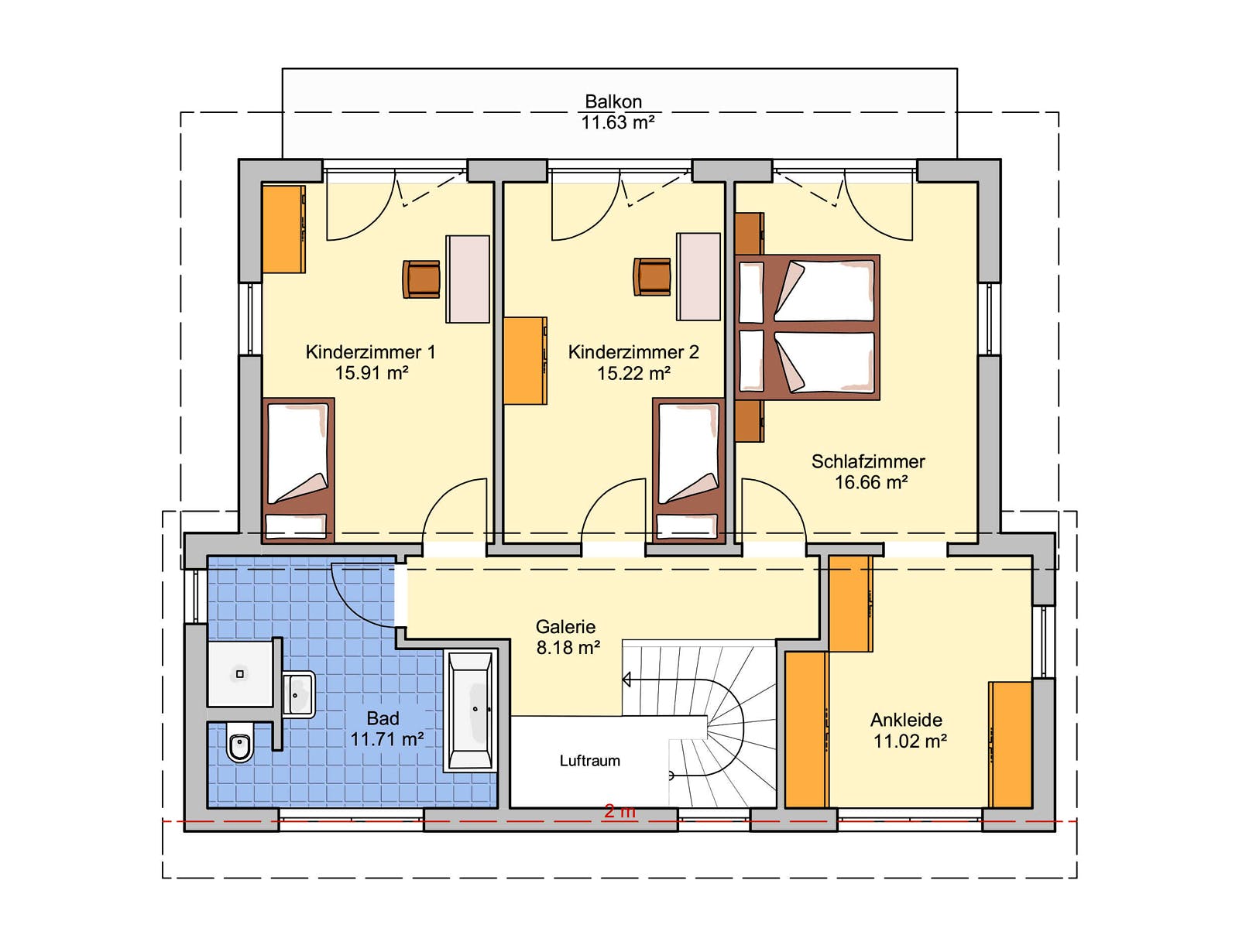 Fertighaus Luxa von FINGERHUT-HAUS Schlüsselfertig ab 538222€, Pultdachhaus Grundriss 2