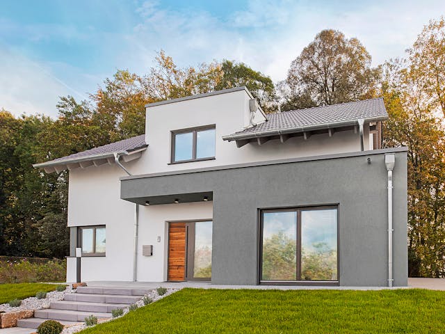 Fertighaus Bad Vilbel - Musterhaus von Fingerhut Haus Schlüsselfertig ab 593766€, Satteldach-Klassiker Außenansicht 1
