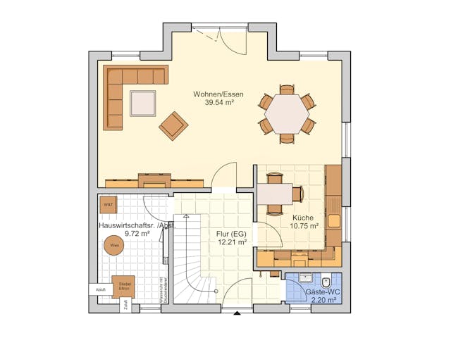Fertighaus Naturio von Fingerhut Haus Schlüsselfertig ab 422579€, Satteldach-Klassiker Grundriss 1