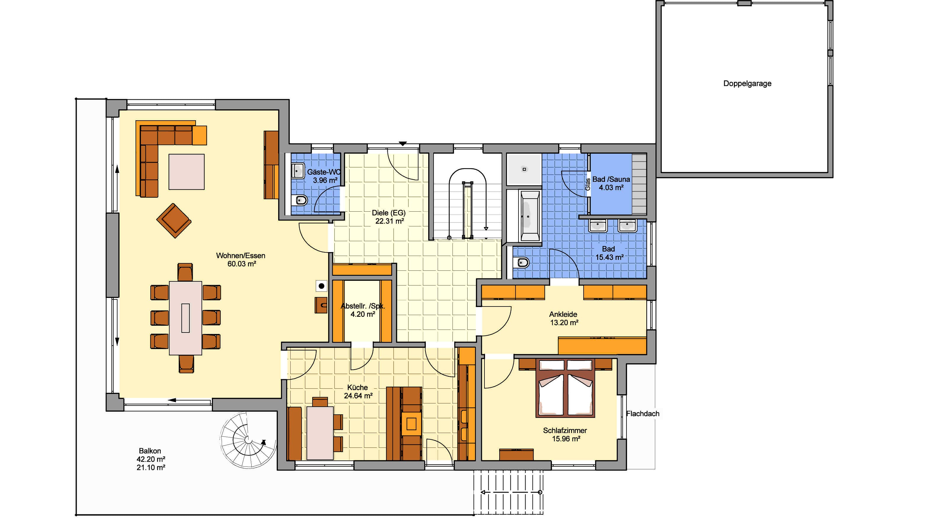 Fertighaus Novium von FINGERHUT-HAUS Schlüsselfertig ab 721073€, Satteldach-Klassiker Grundriss 1