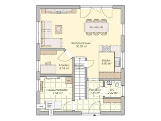 Fertighaus Paris von Fingerhut Haus Schlüsselfertig ab 380058€, Satteldach-Klassiker Grundriss 1