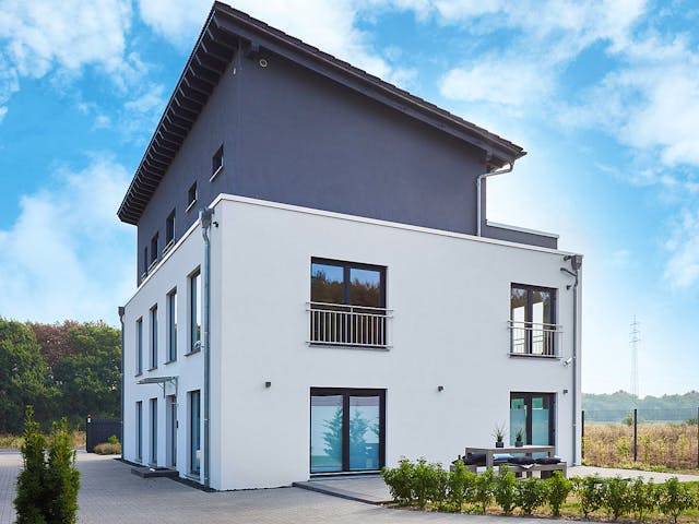 Fertighaus Tasko von Fingerhut Haus Schlüsselfertig ab 973096€, Pultdachhaus Außenansicht 1 Fertighaus Tasko von Fingerhut Haus Schlüsselfertig ab 973096€, Pultdachhaus Außenansicht 1