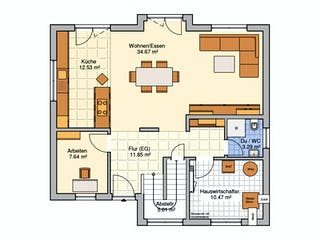 Fertighaus Vinaro von Fingerhut Haus Schlüsselfertig ab 449083€, Satteldach-Klassiker Grundriss 1