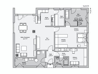 Fertighaus Bungalow 143 von FischerHaus Schlüsselfertig ab 522647€, Bungalow Grundriss 1