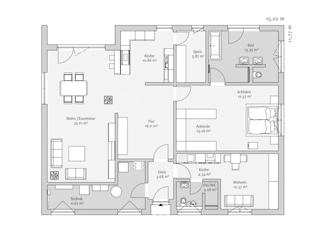 Fertighaus Bungalow 143 von FischerHaus Schlüsselfertig ab 522647€, Bungalow Grundriss 1