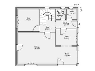 Fertighaus Modern 141 von FischerHaus Schlüsselfertig ab 488796€, Satteldach-Klassiker Grundriss 1