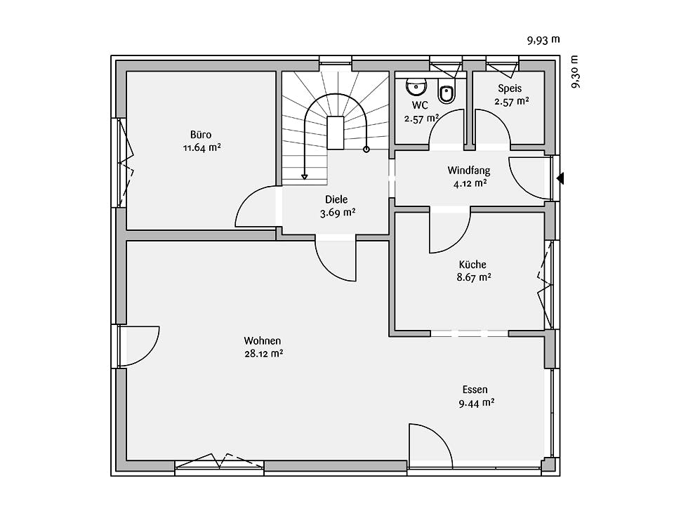 Fertighaus Modern 141 von FischerHaus Schlüsselfertig ab 370300€, Satteldach-Klassiker Grundriss 1