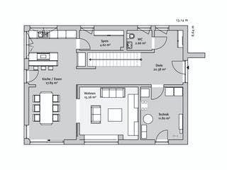 Fertighaus Modern 161 von FischerHaus Schlüsselfertig ab 530046€, Satteldach-Klassiker Grundriss 1