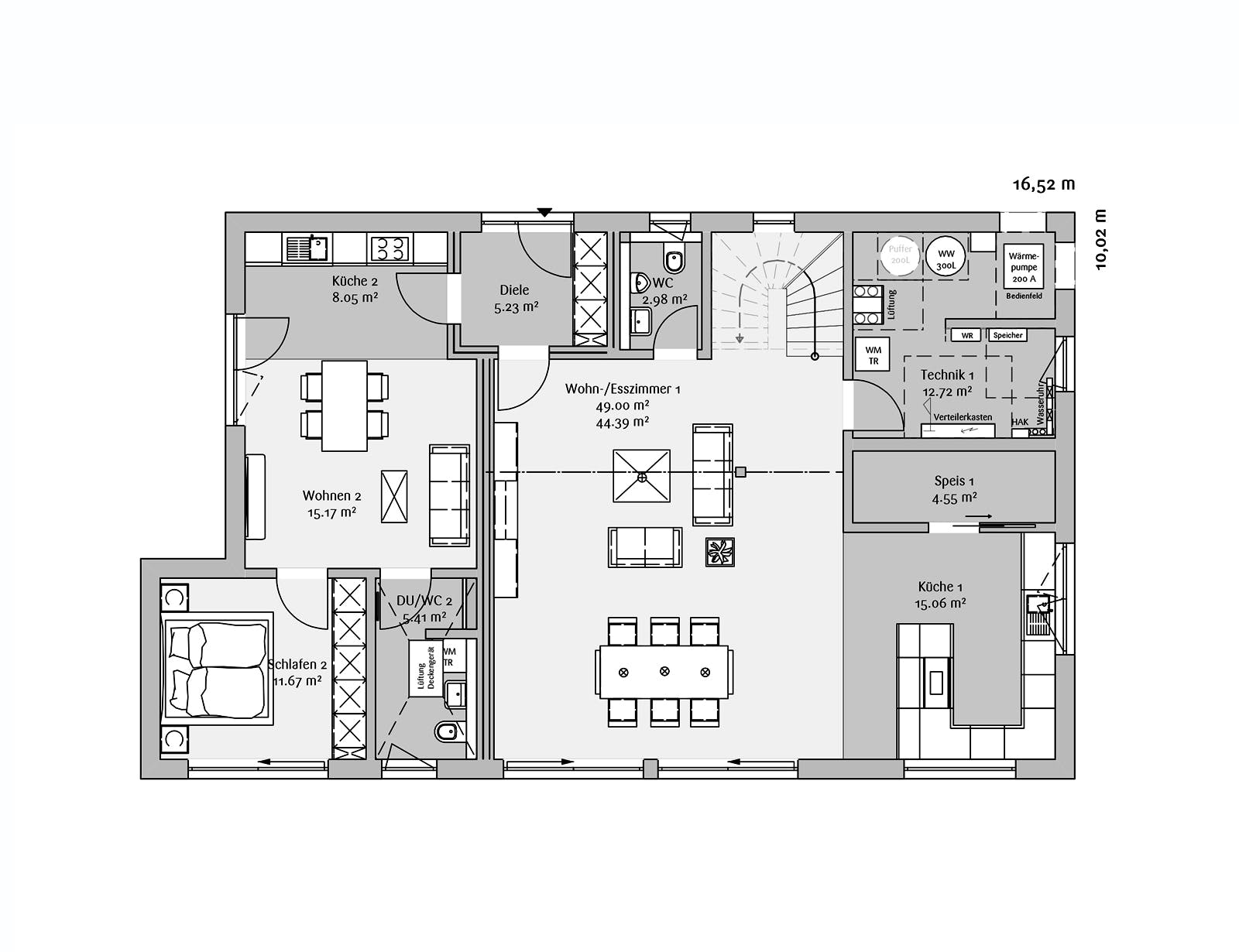Fertighaus Modern 234 von FischerHaus Schlüsselfertig ab 659635€, Satteldach-Klassiker Grundriss 1