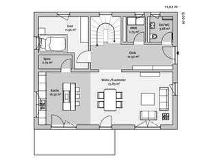Fertighaus Modern 238 von FischerHaus Schlüsselfertig ab 548559€, Satteldach-Klassiker Grundriss 1