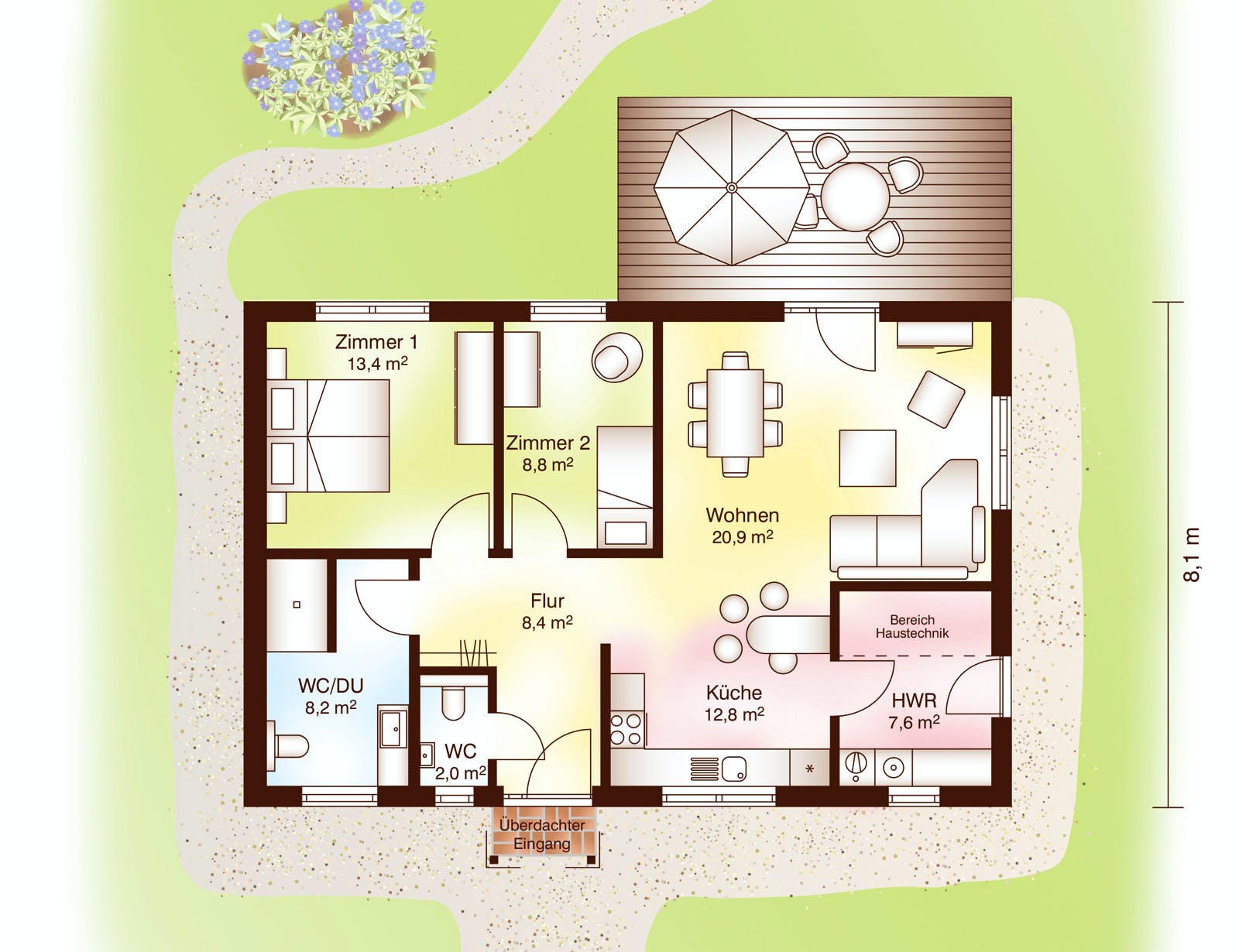 Blockhaus Korsör von Fjorborg Häuser Ausbauhaus ab 134785€, Blockhaus Grundriss 1