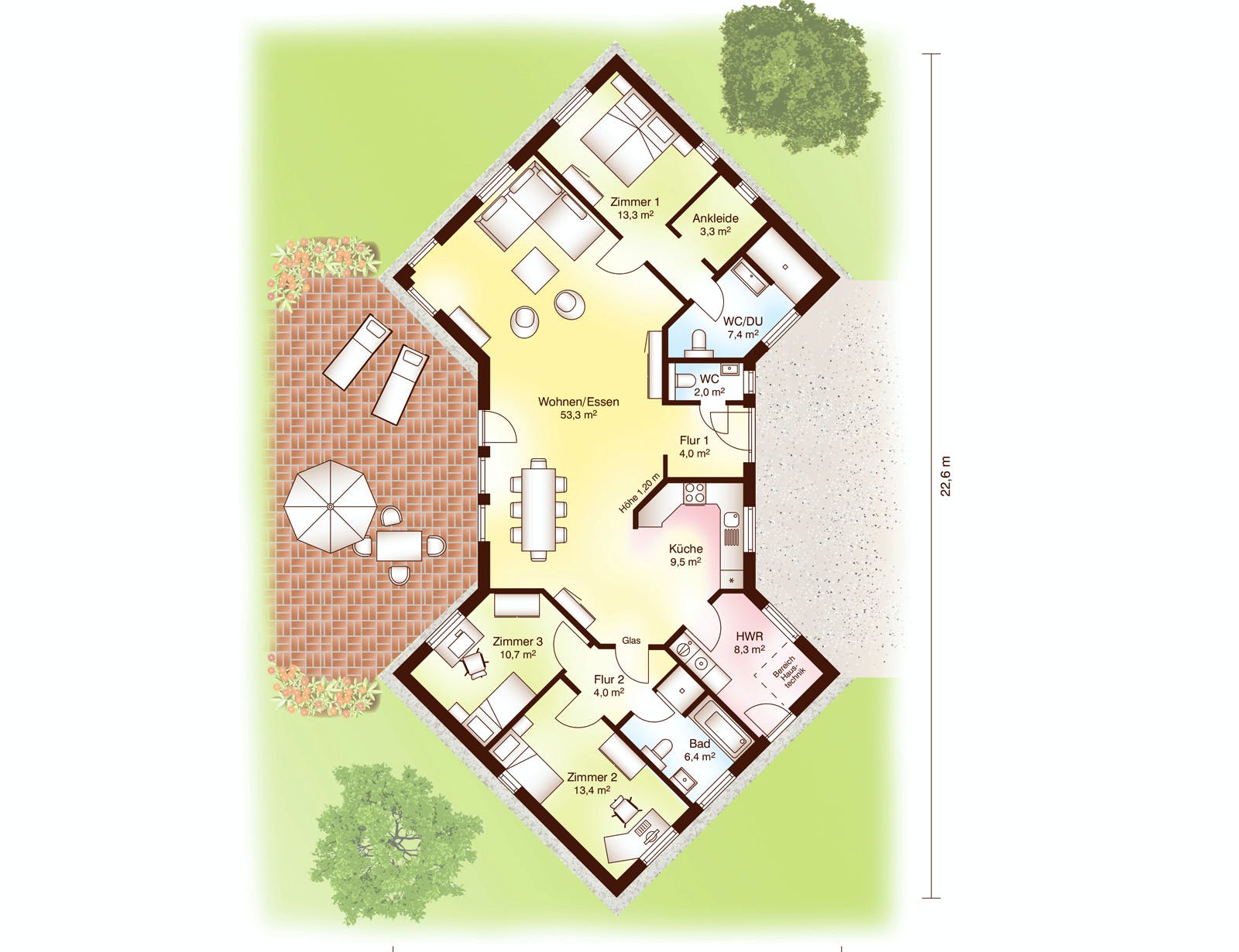 Blockhaus Lillehammer von Fjorborg Häuser Ausbauhaus ab 210806€, Blockhaus Grundriss 1