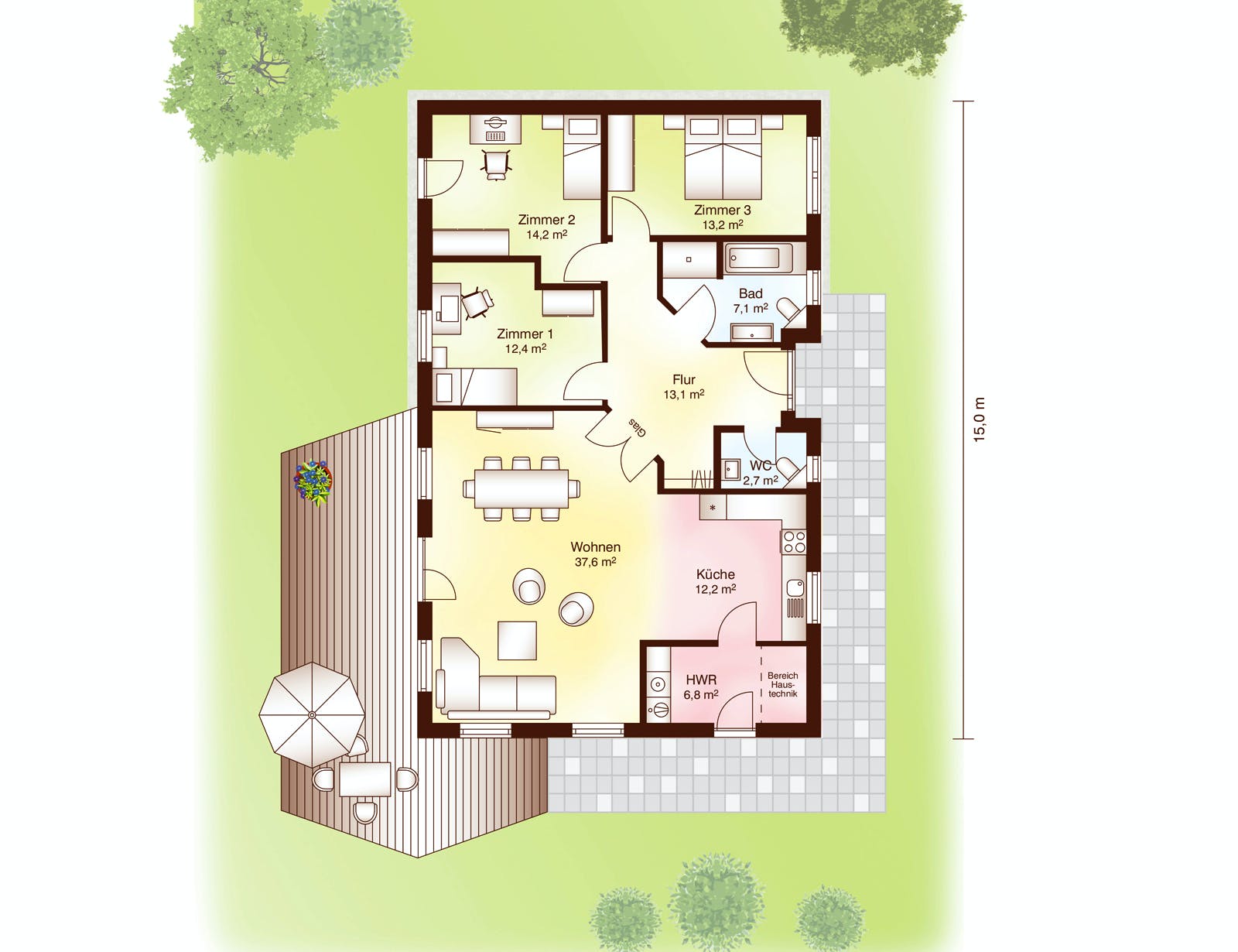 Blockhaus Lökken von Fjorborg Häuser Ausbauhaus ab 212837€, Blockhaus Grundriss 1
