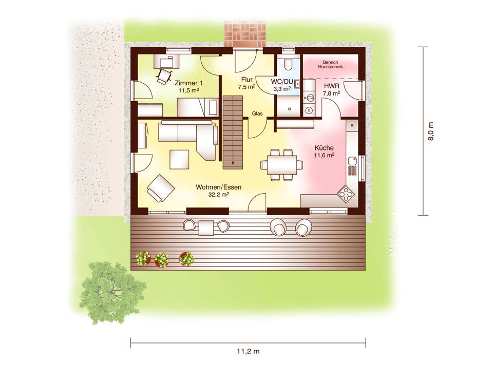 Blockhaus Marstrand von Fjorborg Häuser Ausbauhaus ab 227696€, Blockhaus Grundriss 1