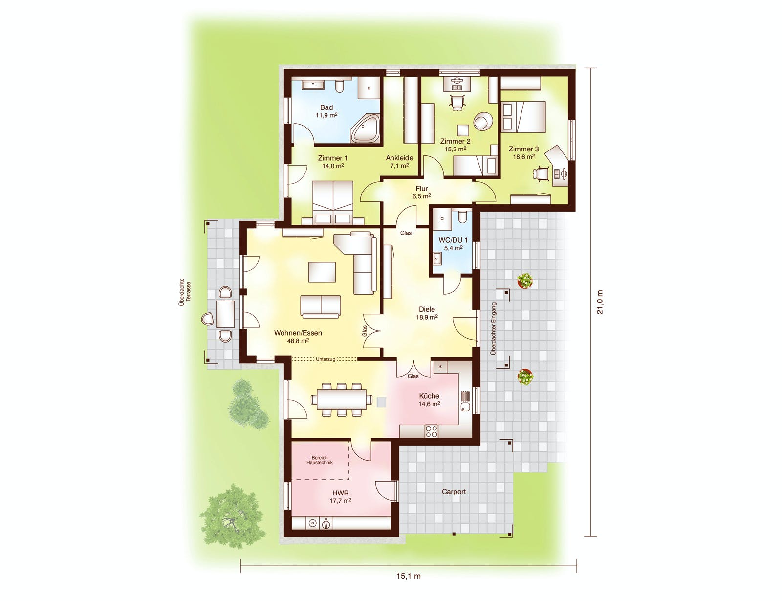 Blockhaus Nordby von Fjorborg Häuser Ausbauhaus ab 285046€, Blockhaus Grundriss 1