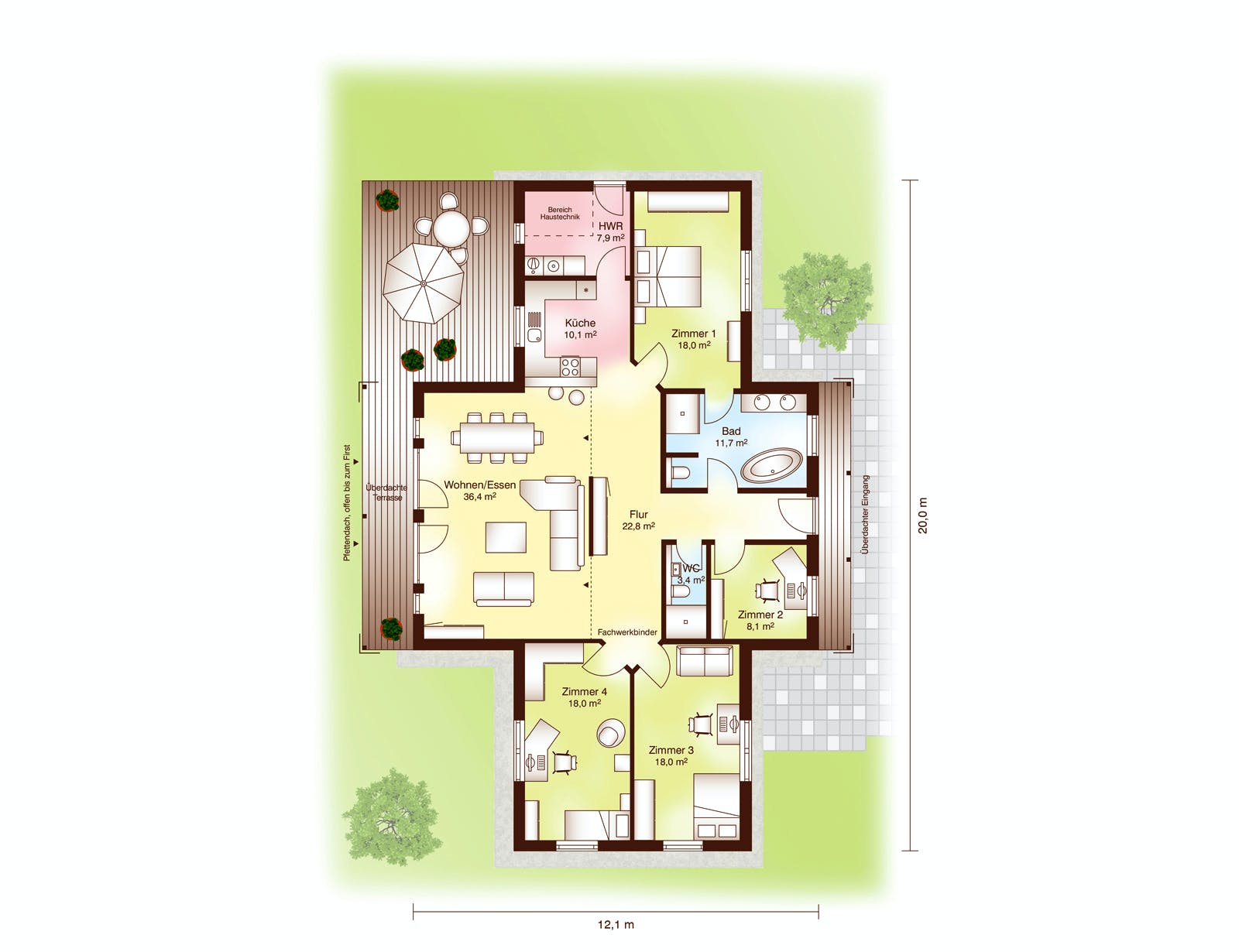 Blockhaus Nyborg von Fjorborg Häuser Ausbauhaus ab 280229€, Blockhaus Grundriss 1