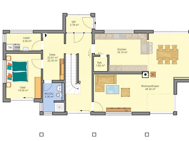 Fertighaus Flaviano von Büdenbender Hausbau Schlüsselfertig ab 1400000€, Cubushaus Grundriss 1