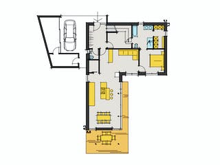 Fertighaus F150 - Kega von Fluck Holzbau Schlüsselfertig ab 400000€, Satteldach-Klassiker Grundriss 1