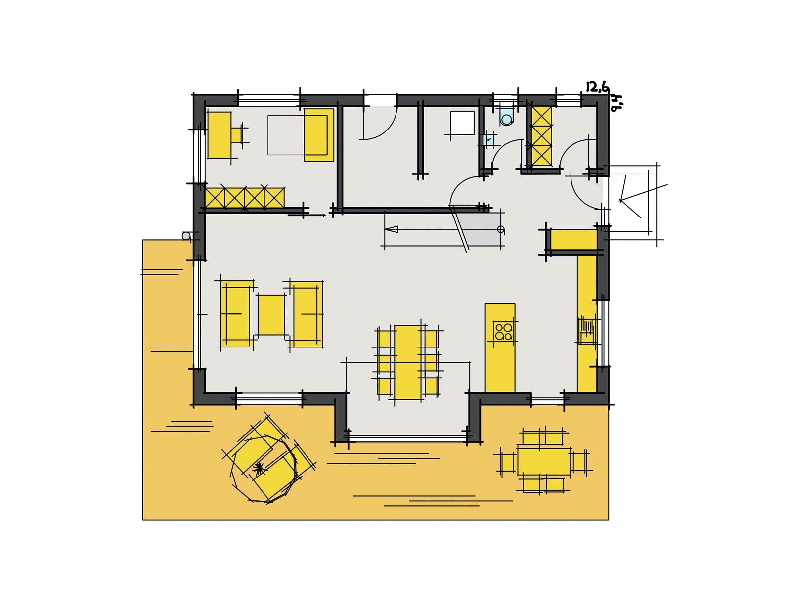 Fertighaus F160 - Faber von Fluck Holzbau Schlüsselfertig ab 480000€, Satteldach-Klassiker Grundriss 1