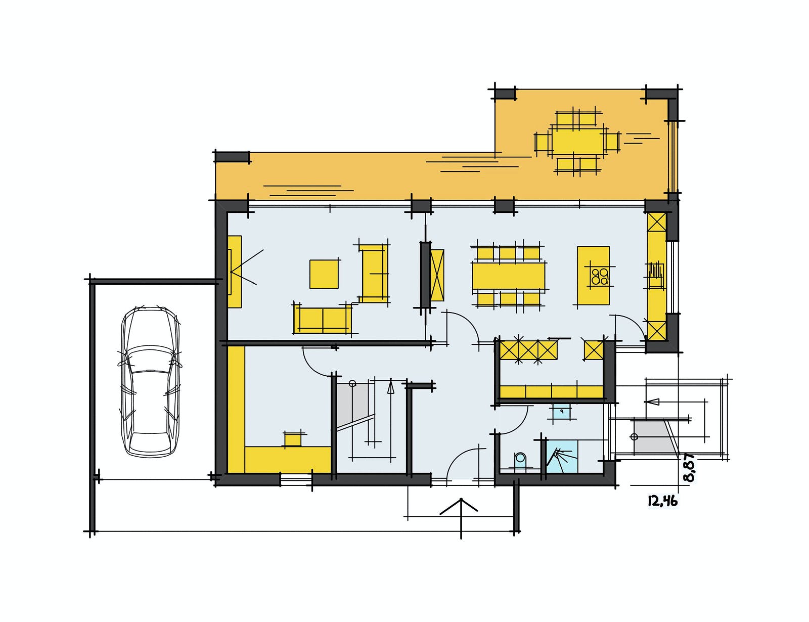 Fertighaus F201 - Ziegler von Fluck Holzbau Schlüsselfertig ab 498000€, Cubushaus Grundriss 1