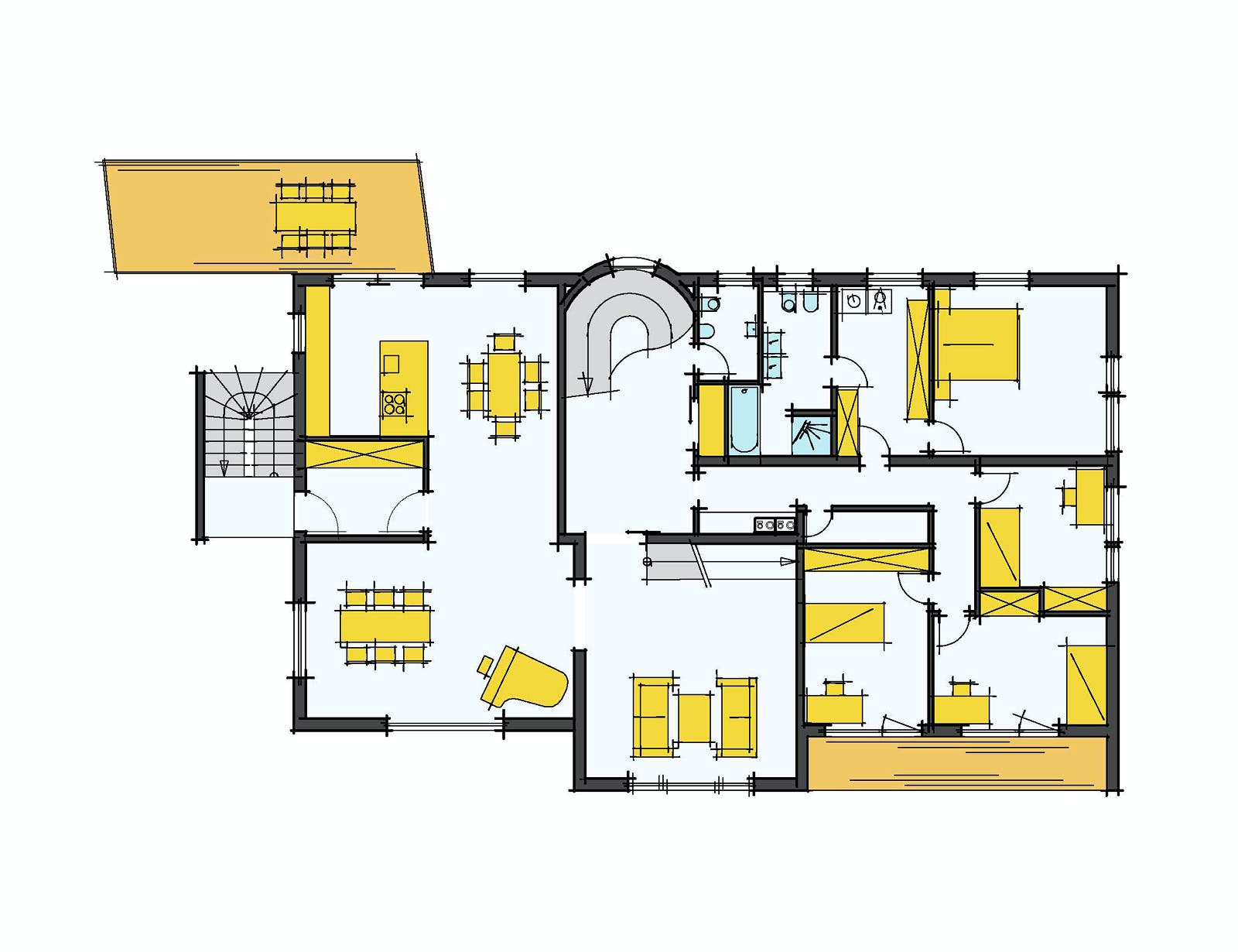 Fertighaus F280 - Mellert von Fluck Holzbau Schlüsselfertig ab 850000€, Blockhaus Grundriss 1