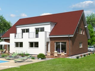 Massivhaus FORMAT 3-304 von FAVORIT Massivhaus, Satteldach-Klassiker Außenansicht 1