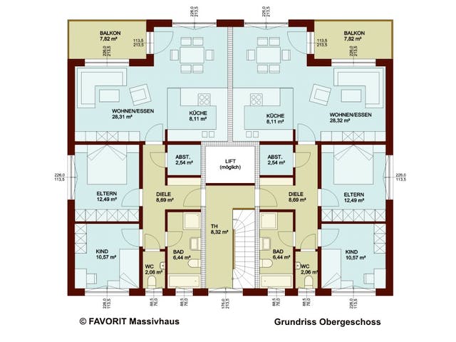Massivhaus Format 4-333 von FAVORIT Massivhaus Schlüsselfertig ab 899390€, Stadtvilla Grundriss 2