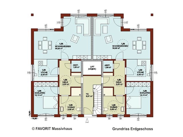 Massivhaus Format 5-484 von Favorit Massivhaus - Mehrfamilienhäuser Schlüsselfertig ab 1143140€, Cubushaus Grundriss 1