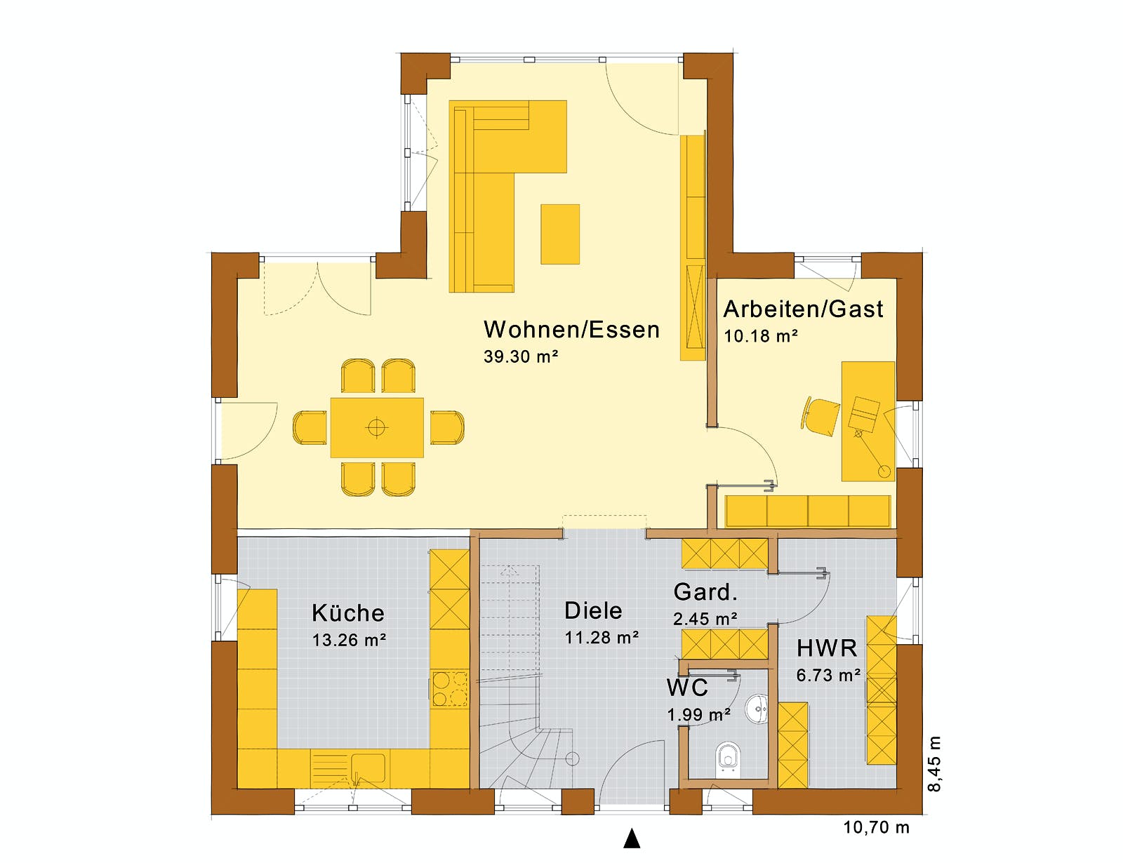 Fertighaus Haus Lohr von Holzbau Freisinger, Satteldach-Klassiker Grundriss 1