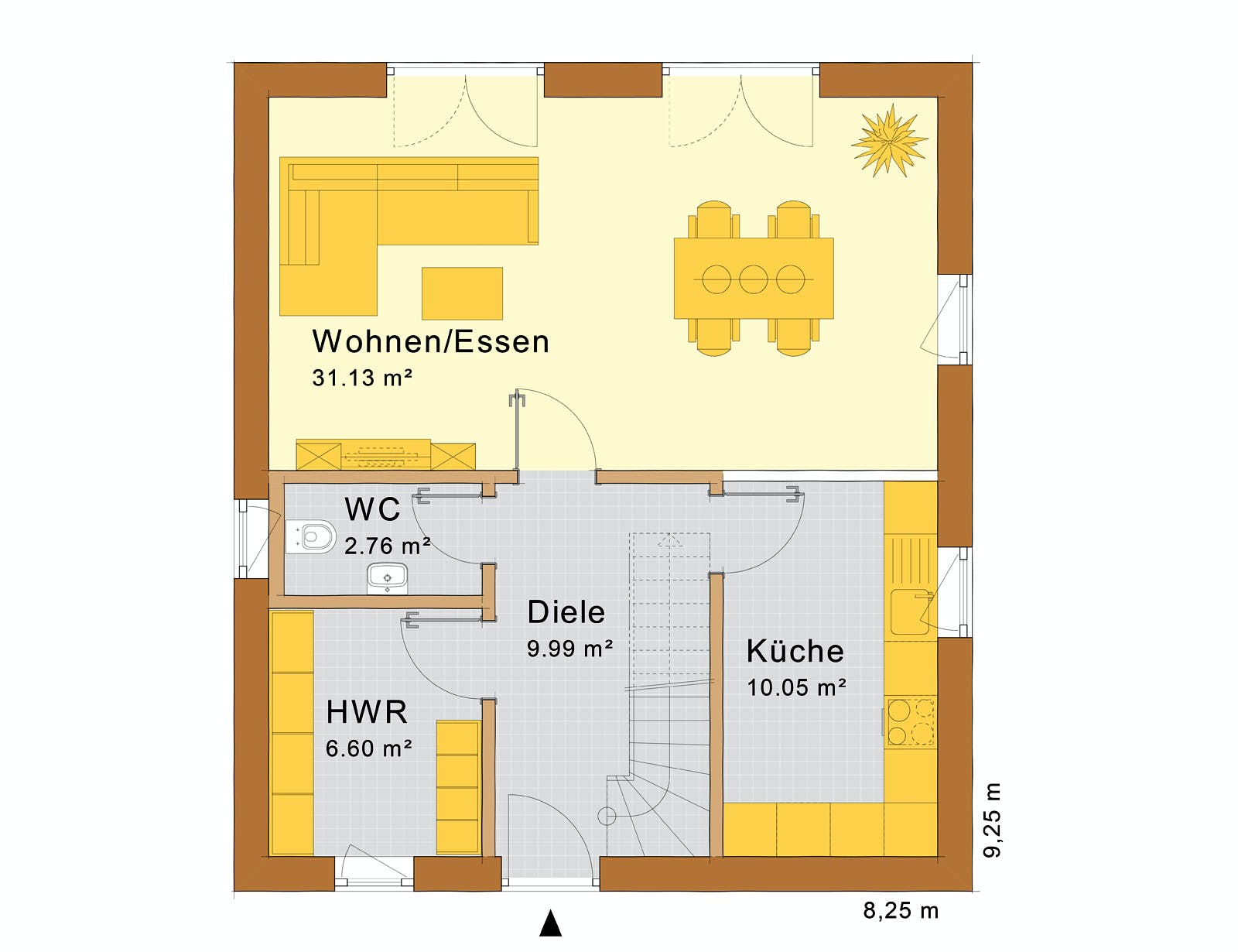 Fertighaus Haus Miltenberg von Holzbau Freisinger, Satteldach-Klassiker Grundriss 1