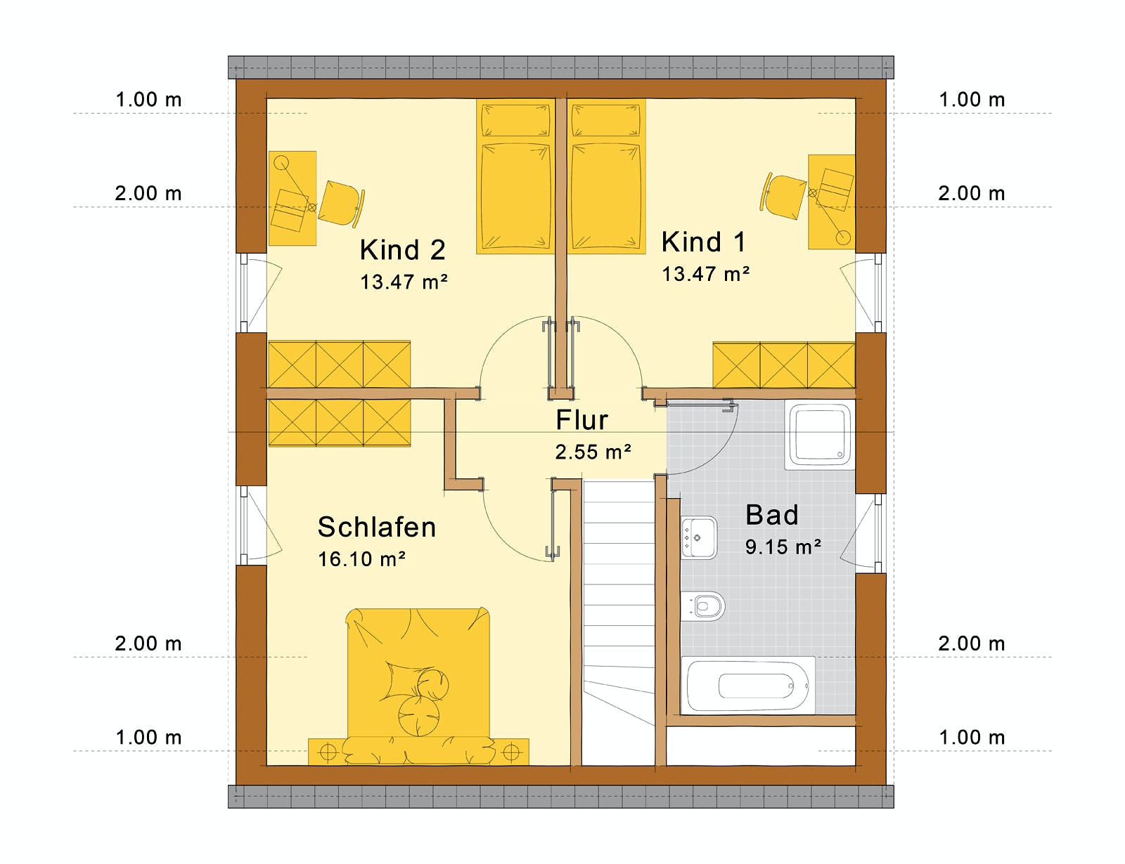 Fertighaus Haus Miltenberg von Holzbau Freisinger, Satteldach-Klassiker Grundriss 2