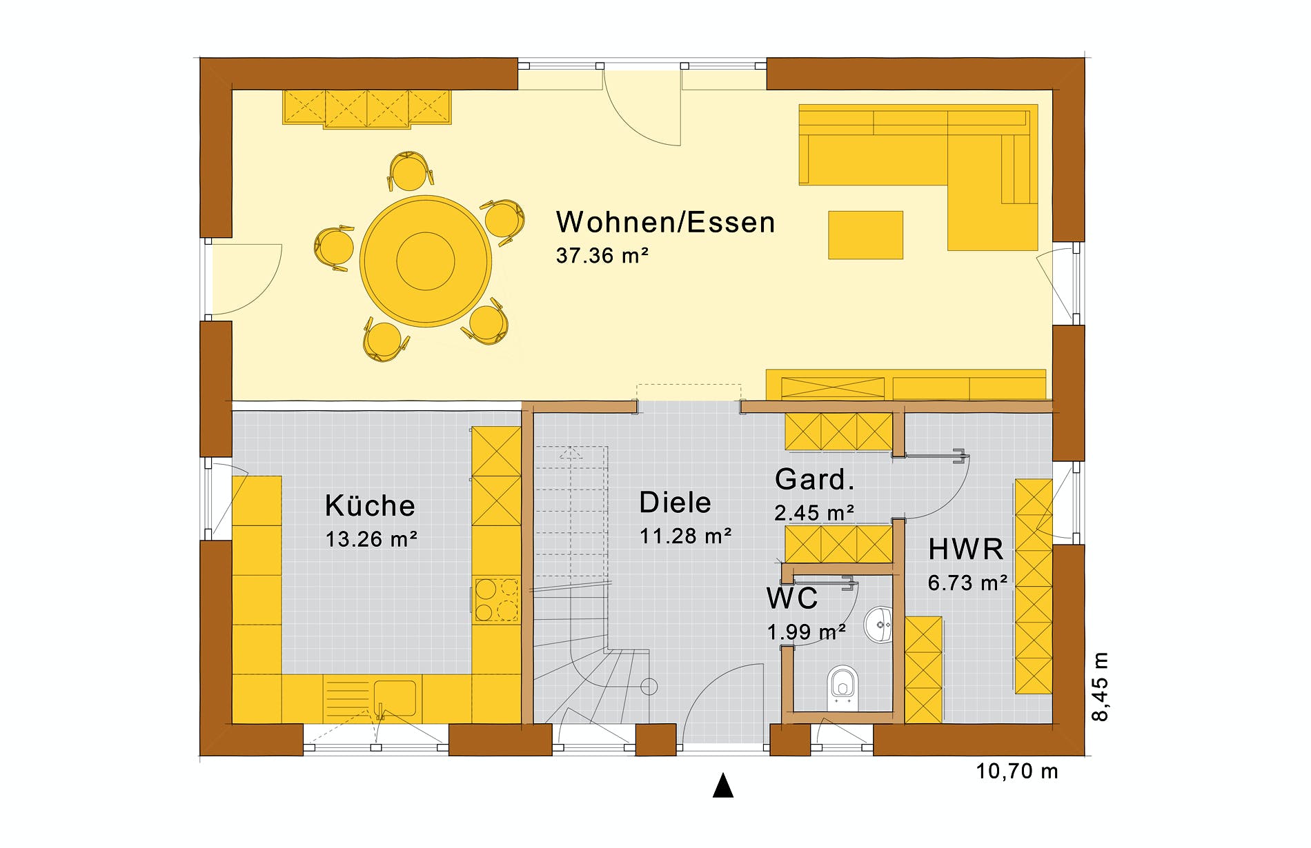 Fertighaus Haus Tauberbischofsheim von Holzbau Freisinger, Satteldach-Klassiker Grundriss 1
