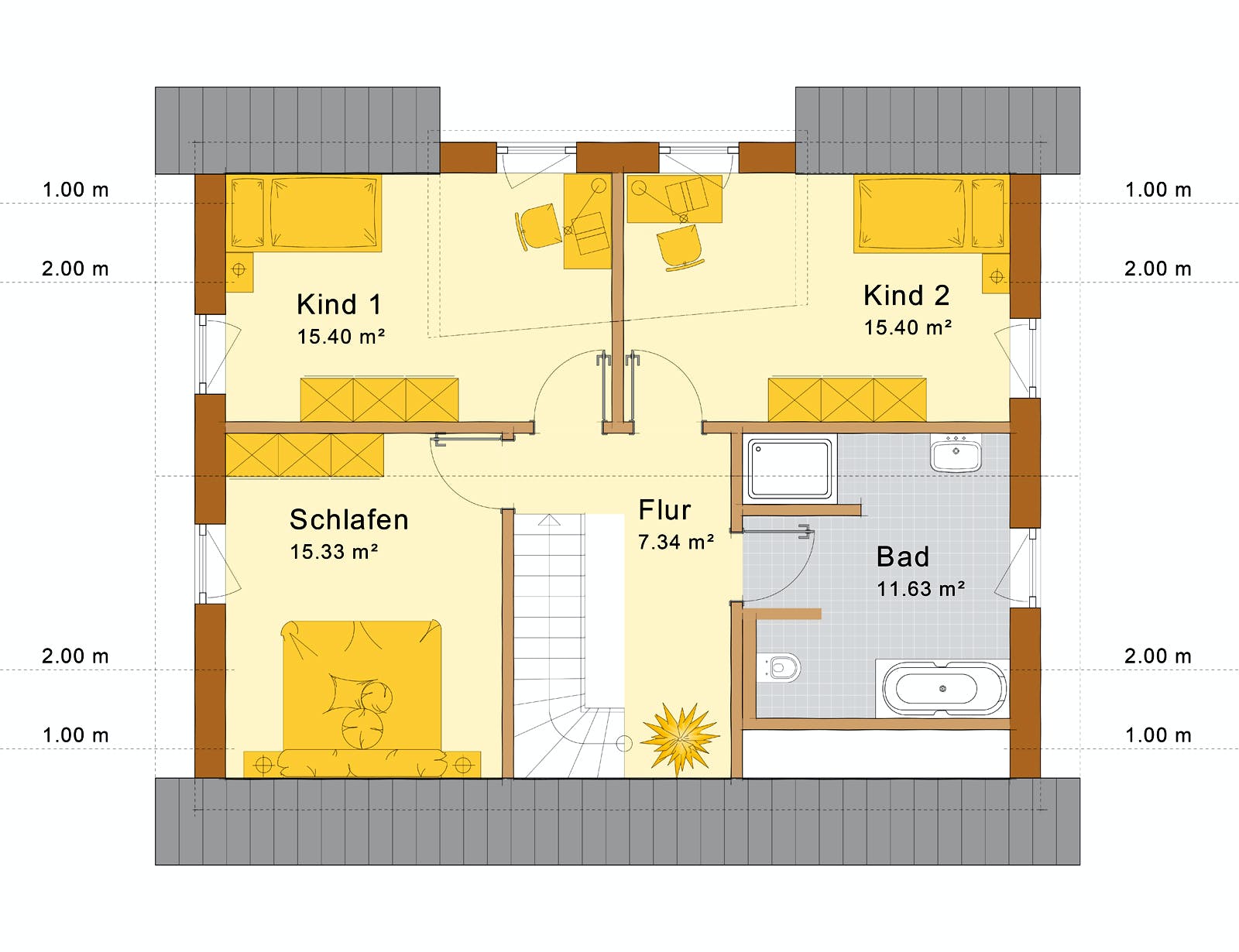 Fertighaus Haus Tauberbischofsheim von Holzbau Freisinger, Satteldach-Klassiker Grundriss 2