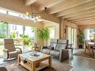 Blockhaus Felsblick von Fullwood Wohnblockhaus Ausbauhaus ab 430000€, Blockhaus Innenansicht 2