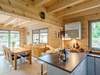 Blockhaus Münsterland von Fullwood Wohnblockhaus Ausbauhaus ab 260000€, Blockhaus Innenansicht 5