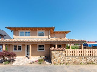 Blockhaus Provence von Fullwood Wohnblockhaus Ausbauhaus ab 660000€, Blockhaus Außenansicht 3