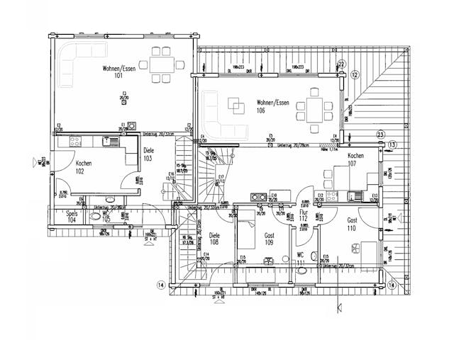 Blockhaus Provence von Fullwood Wohnblockhaus Ausbauhaus ab 660000€, Blockhaus Grundriss 1