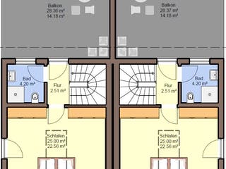 Fertighaus Gemello PD 236 von Büdenbender Hausbau, Pultdachhaus Grundriss 2