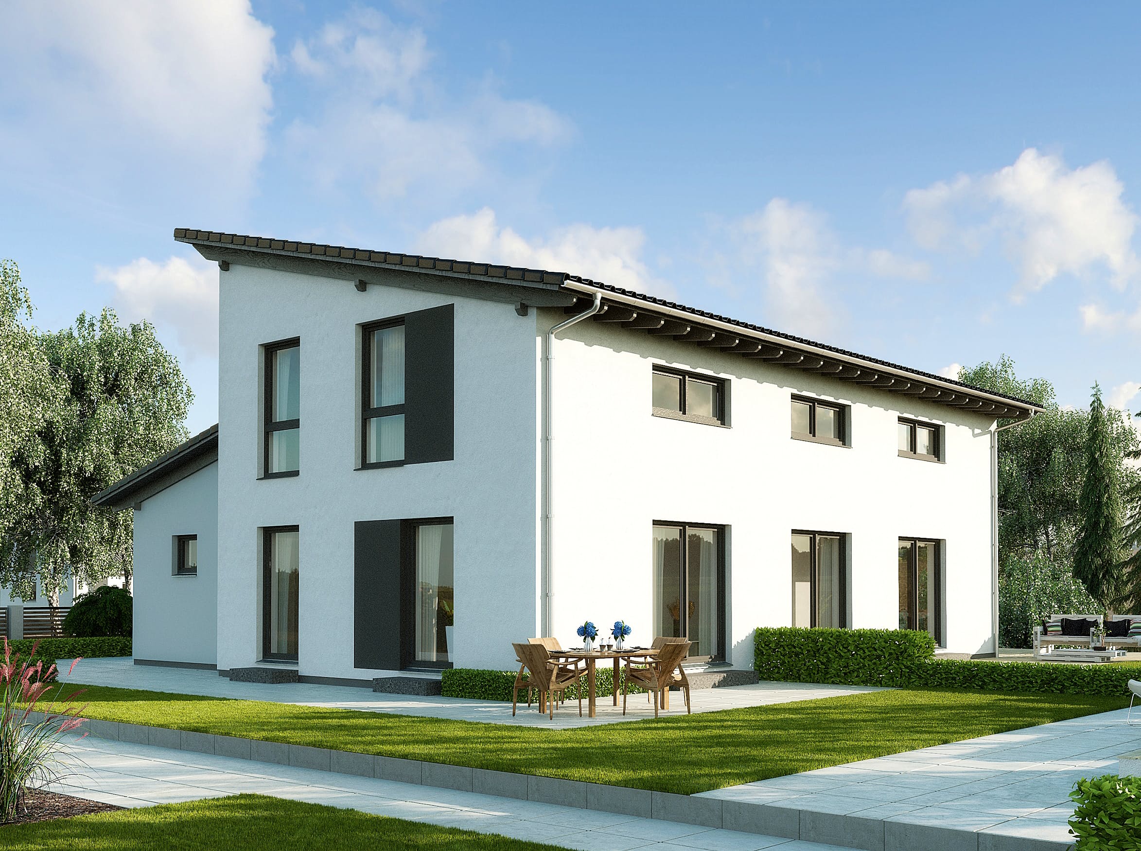 Fertighaus Genf von GUSSEK HAUS Schlüsselfertig ab 526300€, Pultdachhaus Außenansicht 1