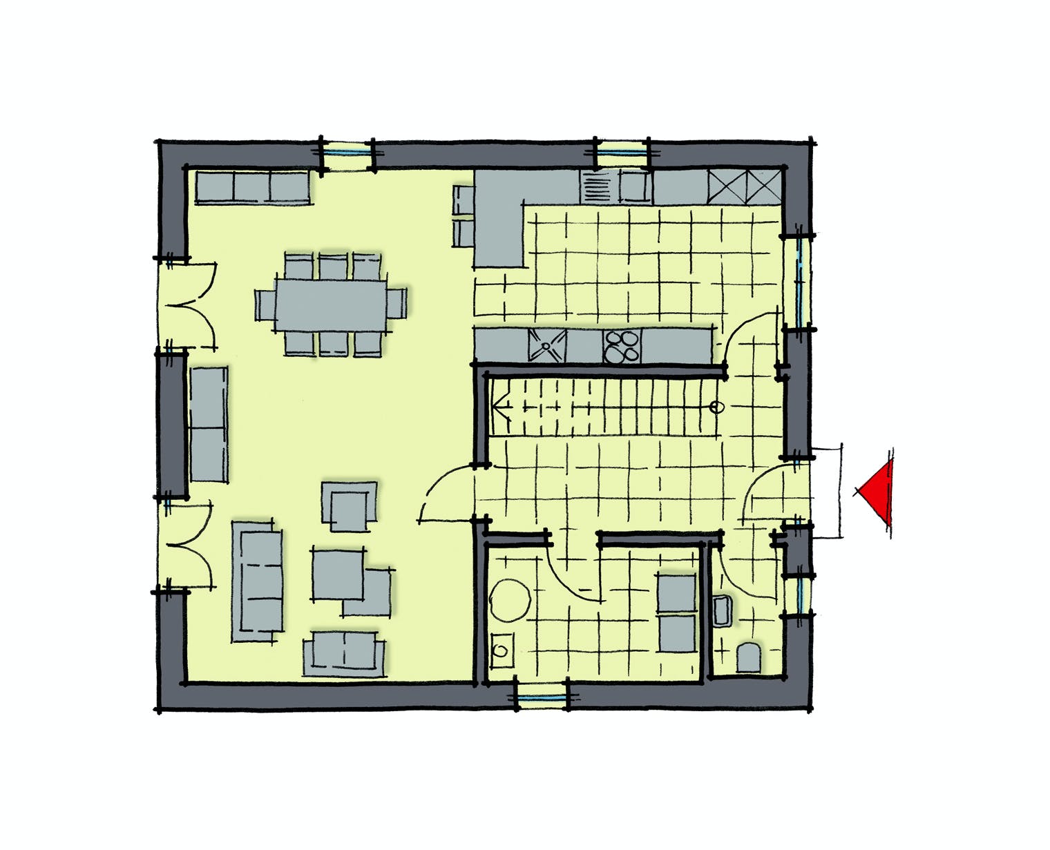 Fertighaus Greenwich von GUSSEK HAUS Schlüsselfertig ab 368100€, Stadtvilla Grundriss 1