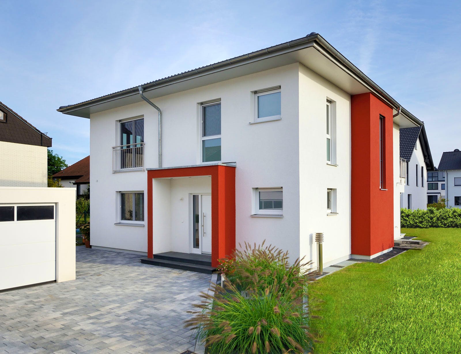 Fertighaus Haus Griffiths von Fertighaus WEISS Schlüsselfertig ab 475000€, Stadtvilla Außenansicht 3