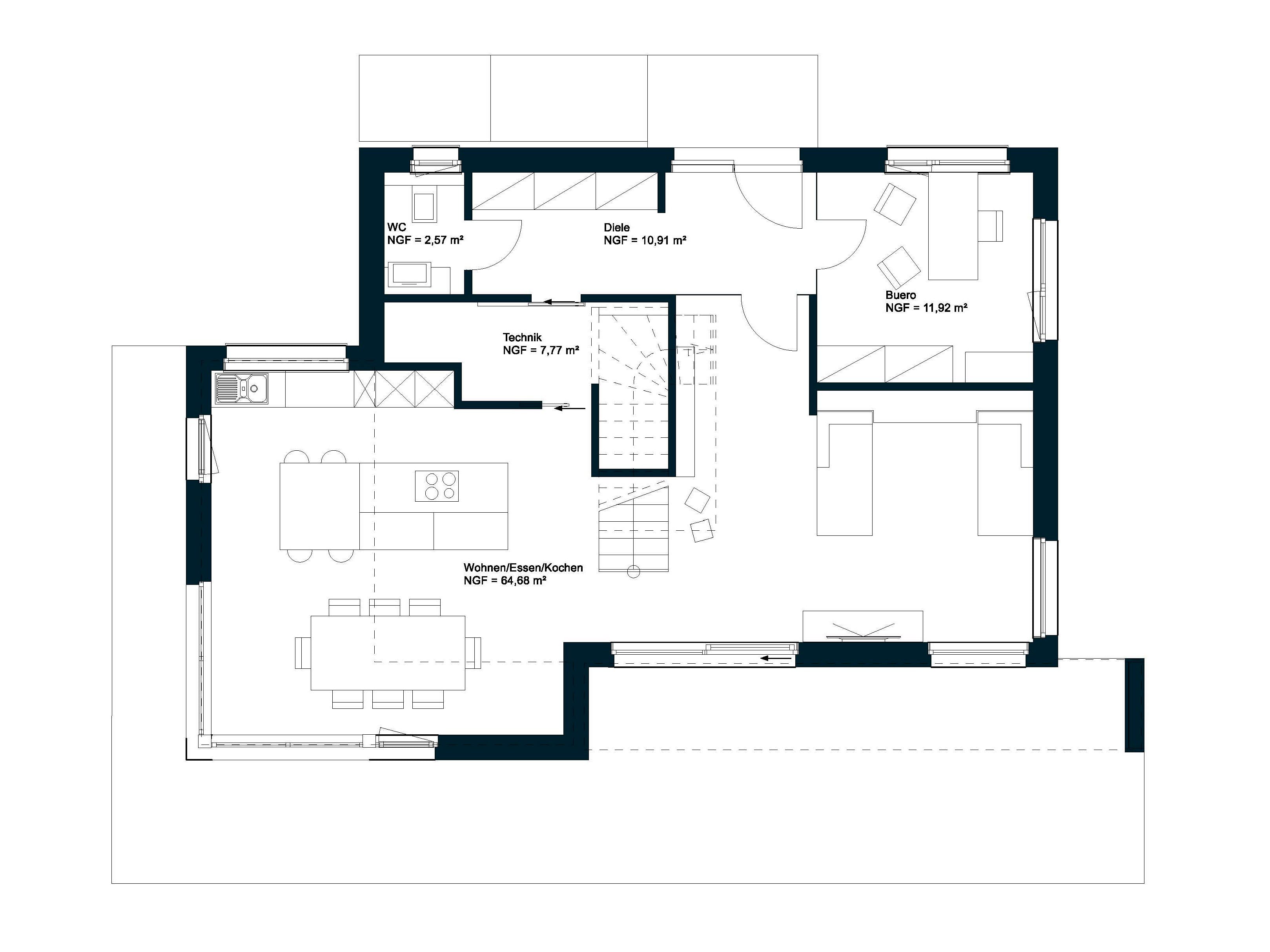 Fertighaus GRIFFNER BOX Wien von Griffnerhaus Österreich, Cubushaus Grundriss 1