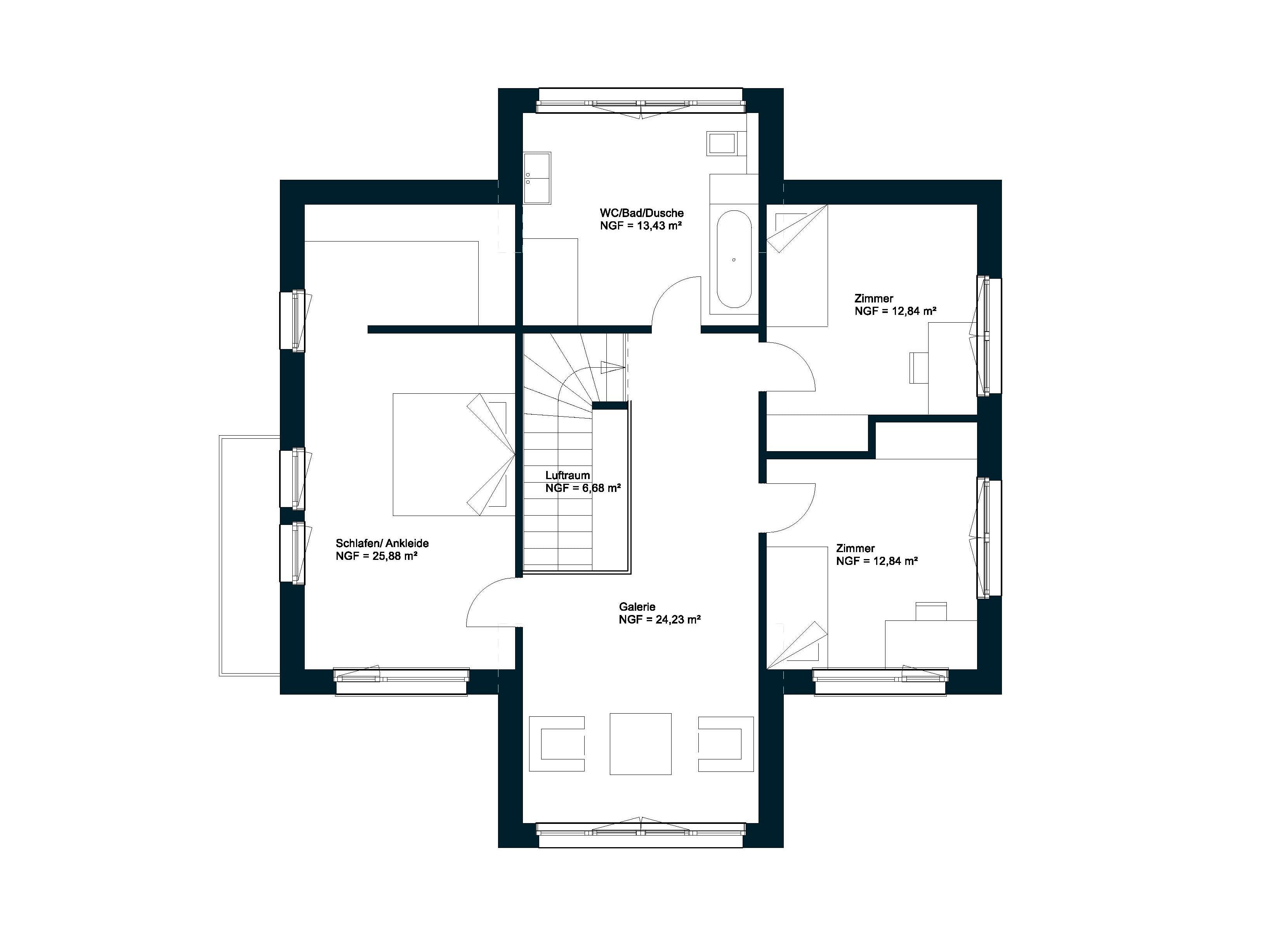 Fertighaus GRIFFNER CLASSIC Haid von Griffnerhaus Österreich, Satteldach-Klassiker Grundriss 2