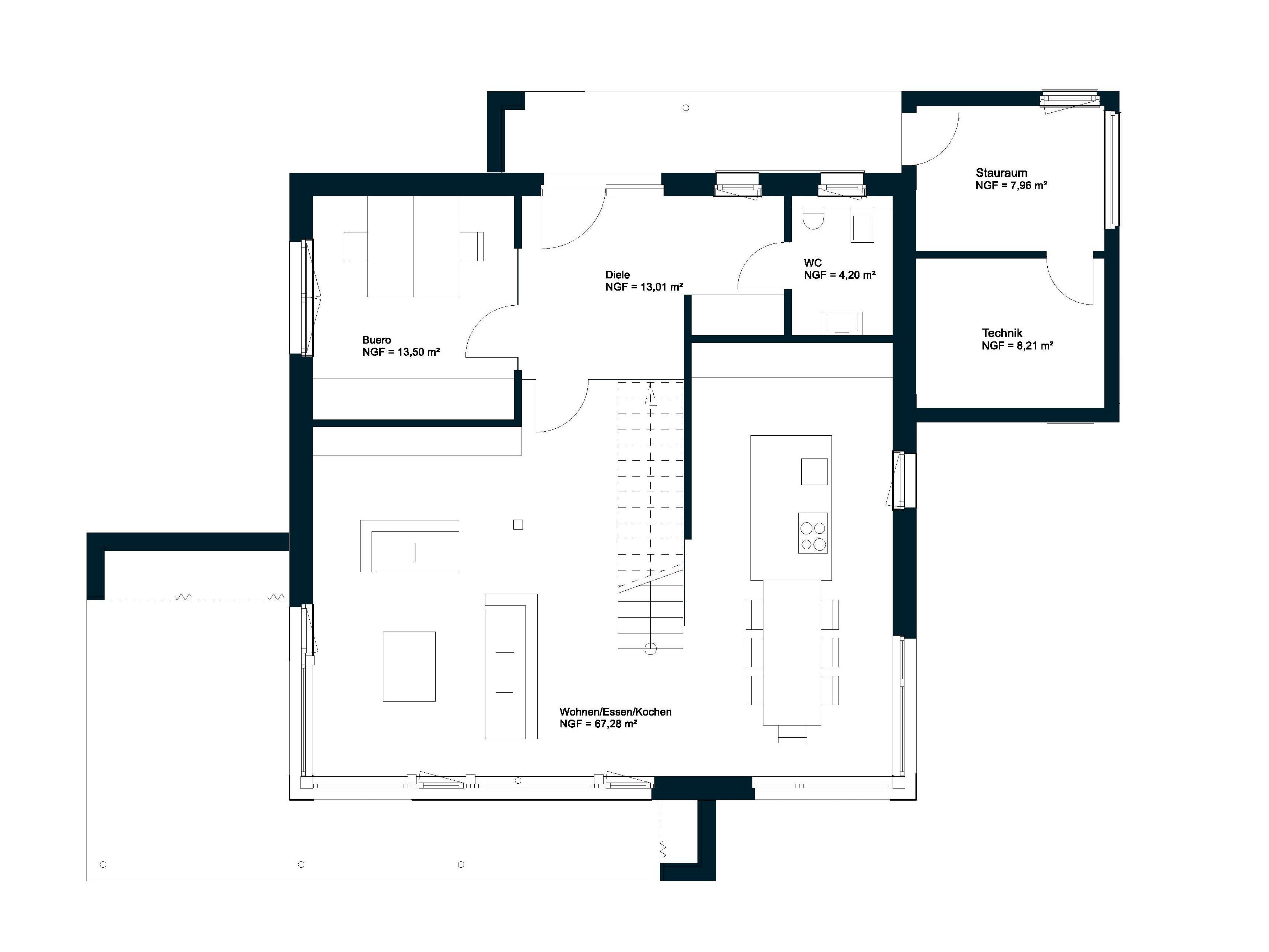 Fertighaus GRIFFNER SQUARE Salzburg von Griffnerhaus Österreich, Stadtvilla Grundriss 1