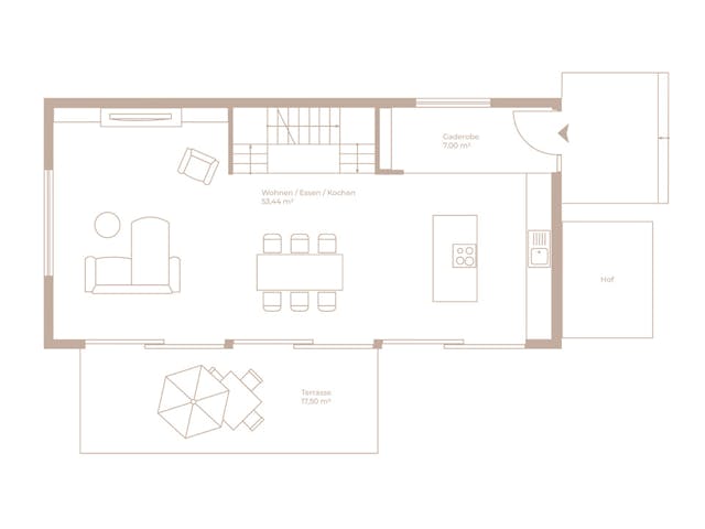 Fertighaus Holzhaus in Holzkirchen von GRUBER.HAUS Schlüsselfertig ab 2500000€, Satteldach-Klassiker Grundriss 1