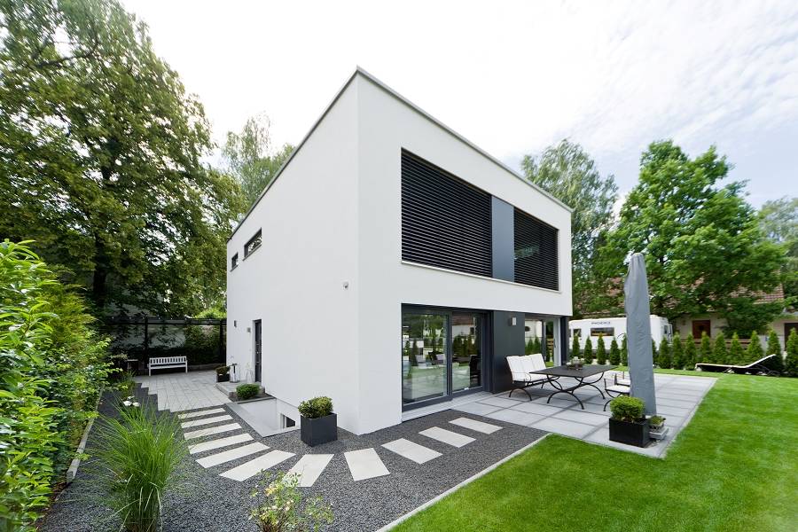 Fertighaus Grünwald von GUSSEK HAUS Schlüsselfertig ab 480900€, Cubushaus Außenansicht 1