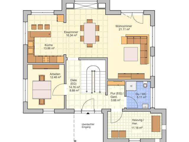 Fertighaus Günzburg von Fingerhut Haus Schlüsselfertig ab 565278€, Satteldach-Klassiker Grundriss 1 Fertighaus Günzburg von Fingerhut Haus Schlüsselfertig ab 565278€, Satteldach-Klassiker Grundriss 1