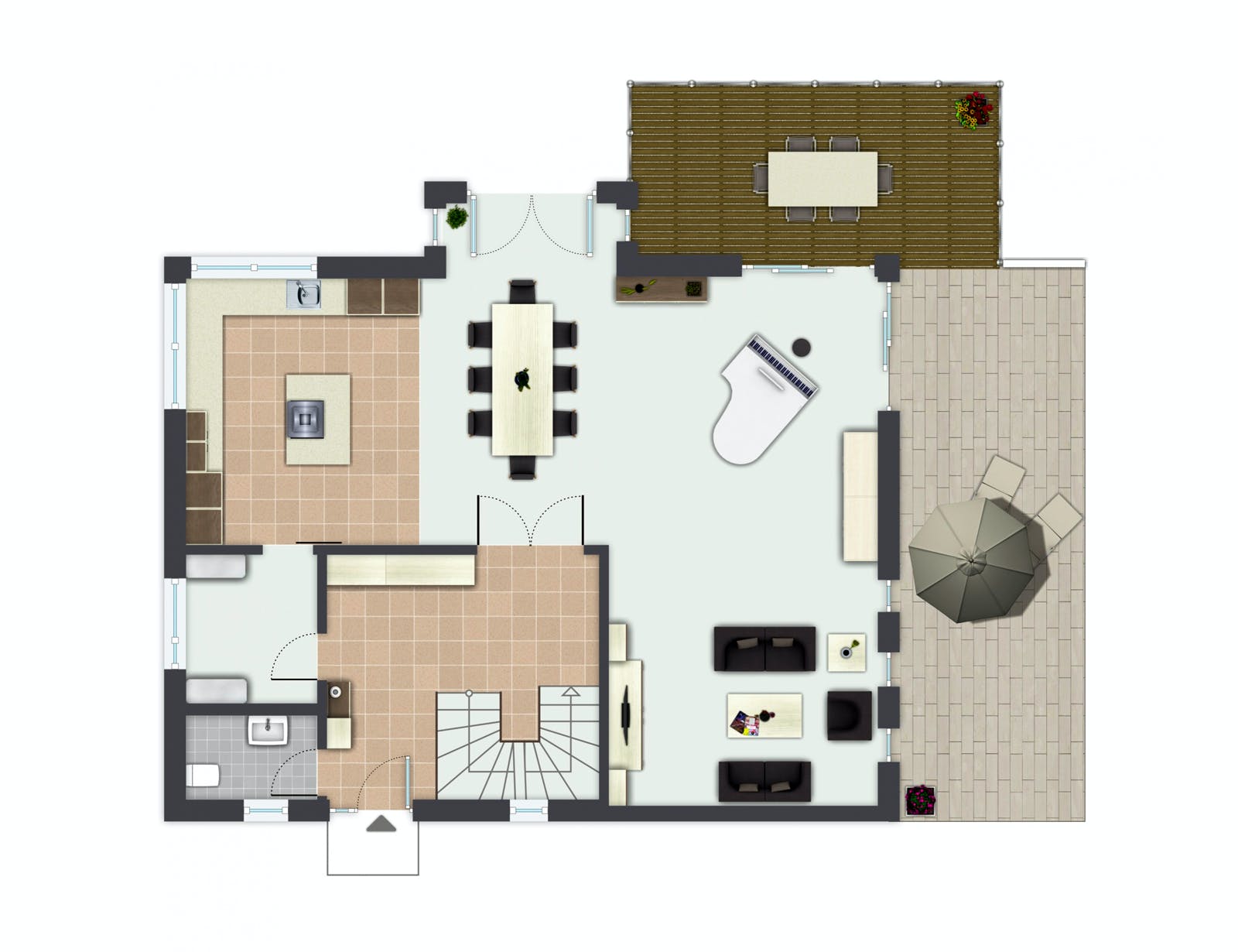 Fertighaus Babelsberg von GUSSEK HAUS Schlüsselfertig ab 669900€, Satteldach-Klassiker Grundriss 1