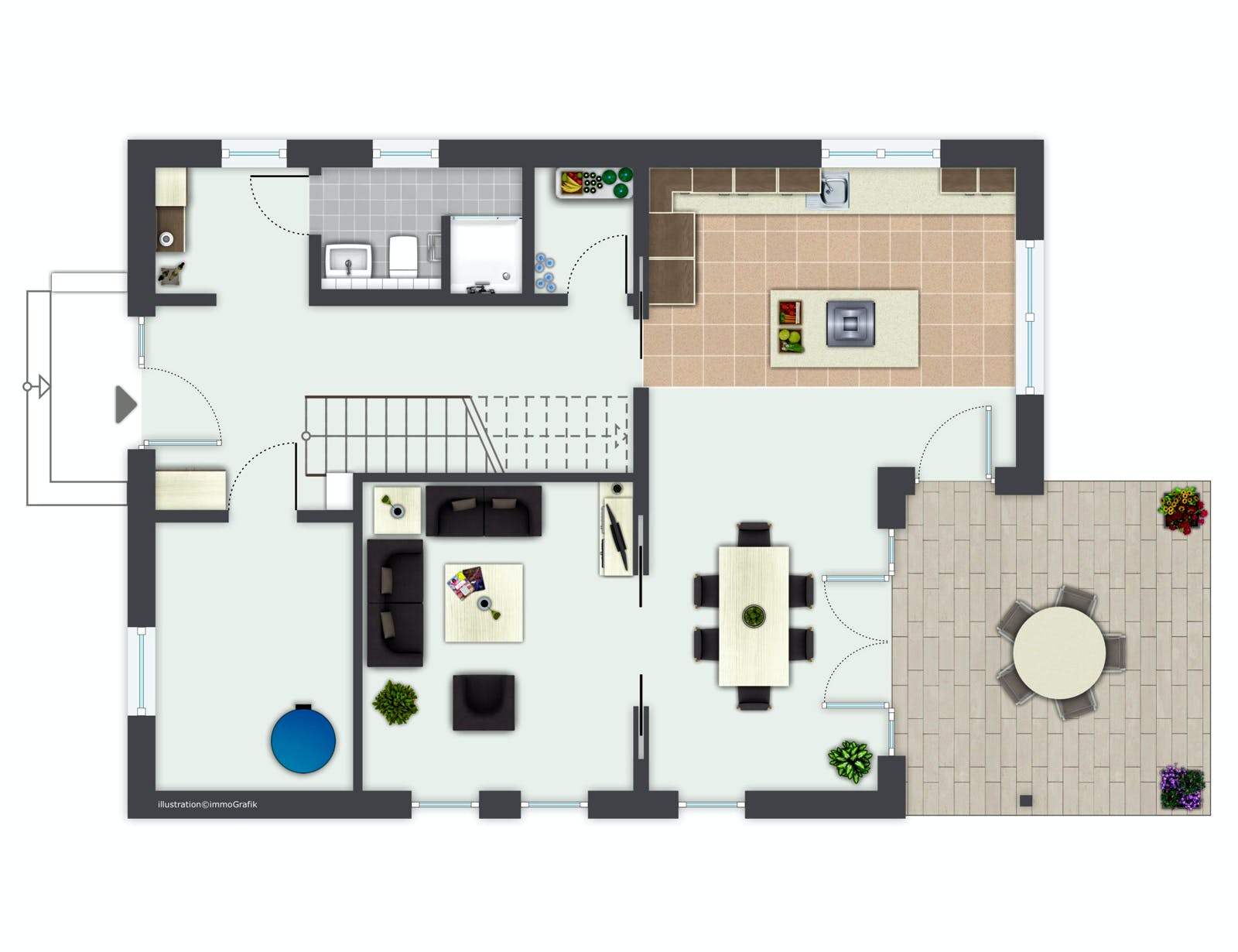Fertighaus Boavista von GUSSEK HAUS Schlüsselfertig ab 520700€, Satteldach-Klassiker Grundriss 1